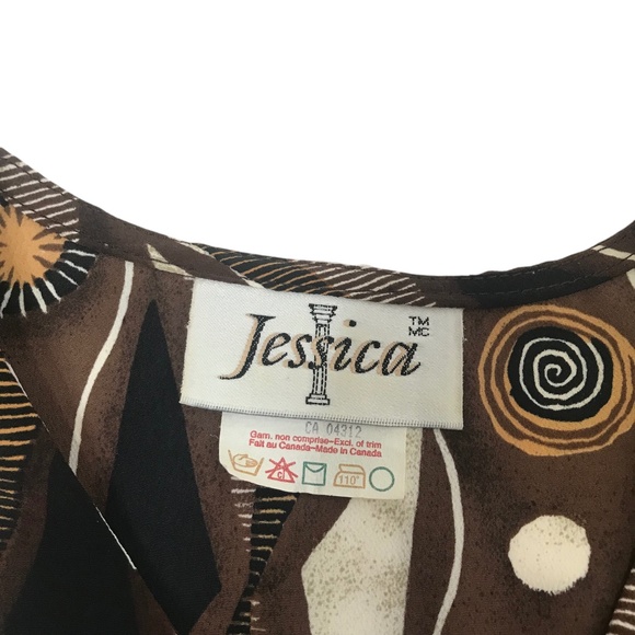 Women’s Sleeveless Blouse Top Abstract Geometric Print Button Front Retro Boho M - Picture 4 of 11